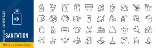 Fotografía Sanitation line icons in editable stroke style