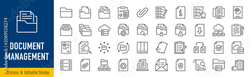 Foto Document Management Web Icons in Line Style