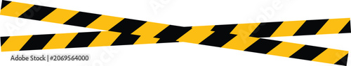 Fotografija Yellow Black Caution Tape Crossed in X Shape, Warning Barrier