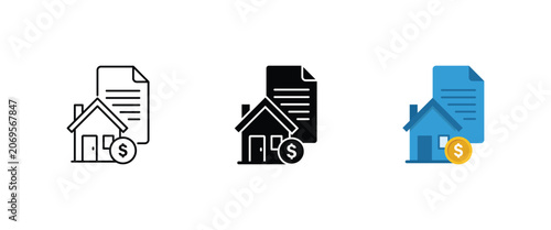 Fotografie House rent payment with property document and dollar coin, home mortgage loan co