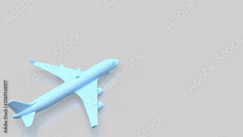 Minimal Blue Passenger Airplane Model In Studio 3d Render.