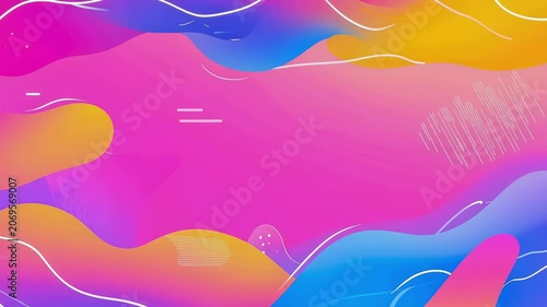 Abstract Motion Graphic Featuring Vibrant Liquid Wave Patterns in Radiant Pink Blue and Gold Gradient Colors for Modern Media Presentation and Dynamic Digital Energy Background