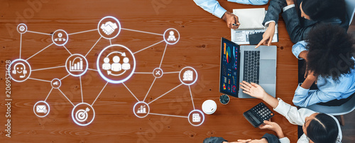 Quadro su tela CRM platforms improve customer relationships through data analysis, CRM communication tools, and automation