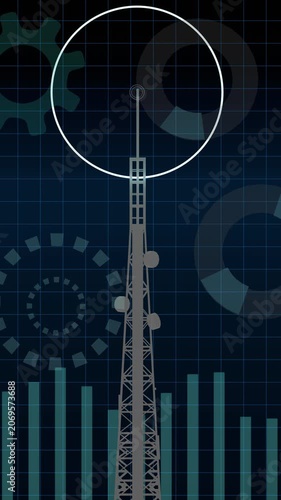 Wireless Network Signal Waves from Telecom Tower 3D Visualization