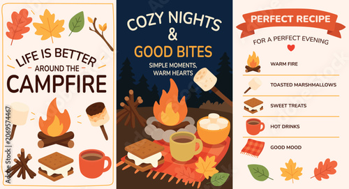 Quadro su tela Campfire night posters set