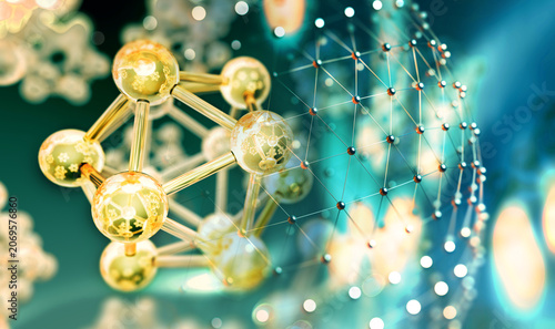 Konstfotografi Estructura de la química molecular del oro, antecedentes científicos abstractos