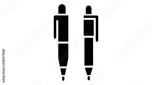 Konstfotografi A minimalist icon representing a ballpoint pen writing set, featuring two pen styles, isolated on white background