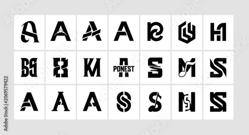 Collection of Modern Abstract Letter Logos, Design Elements, Typography