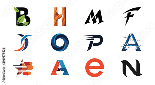 Collection of Modern Abstract Letter Logos and Symbols