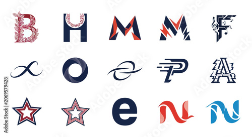 Collection of modern abstract letter logos and symbols
