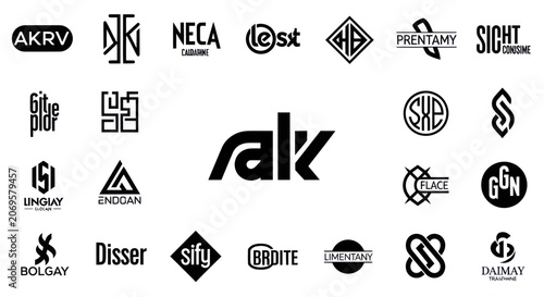Collection of modern abstract logos and branding elements