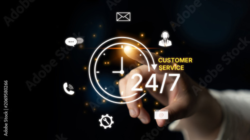 Obraz na plátně Concept of 24-hour customer service