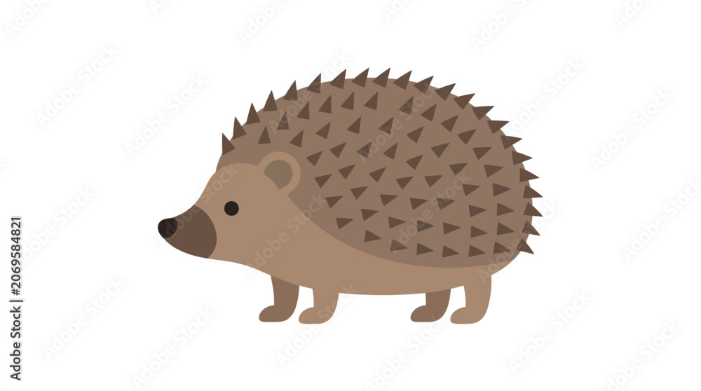 Obraz premium Simple brown hedgehog illustration on white background.