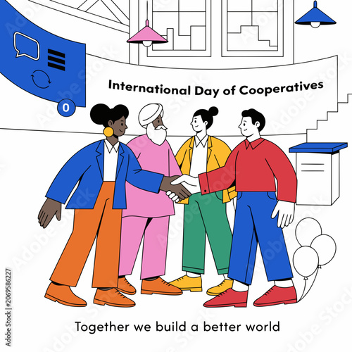 Celebrating international cooperation on a colorful illustrated banner