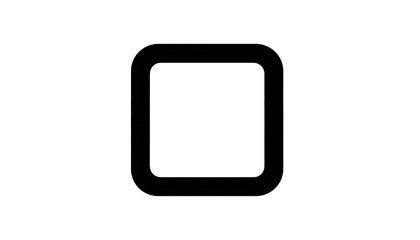 Isolated black square outline with rounded corners, simple geometric frame, vector element for interface design, checkbox symbol