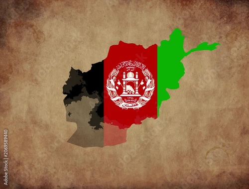 afghanistan map with the flag inside animation paper video 4K