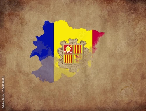 Andorra map with the flag inside animation paper video 4K