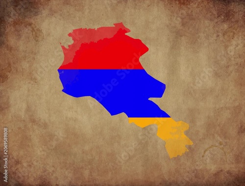 Armenia map with the flag inside animation paper video 4K