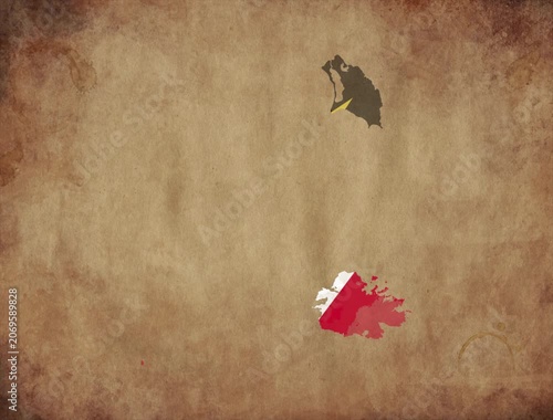 Antigua and Barduba map with the flag inside animation paper video 4K