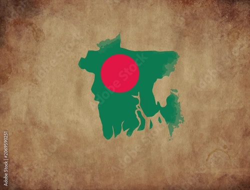Bangladesh map with the flag inside animation paper video 4K