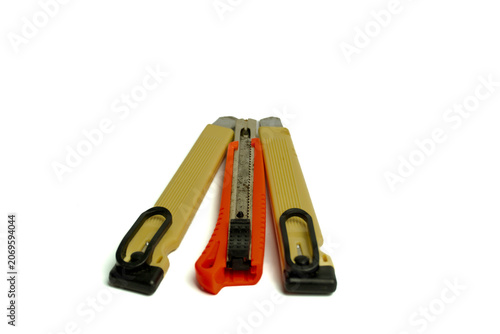 Collection Of Utility Knives Isolated On White Background