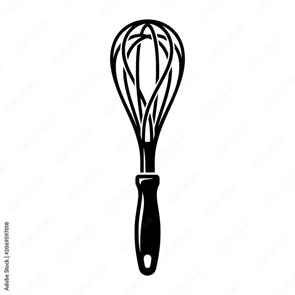 Fototapeta premium Minimalist Kitchen Whisk Vector Icon for Baking and Cooking Designs