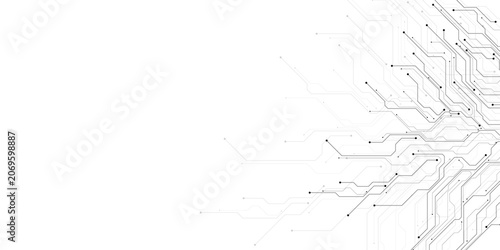 Fotografija Abstract Digital Circuit Board Network, Futuristic Technology Connections, AI Da