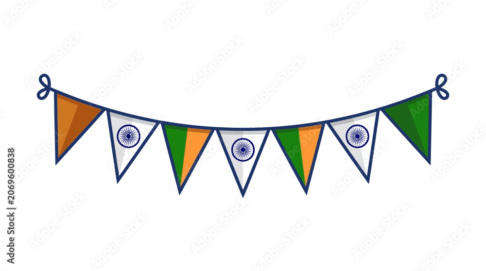 Obraz premium Indian National Flag Bunting Garland for Independence and Republic Day Celebration