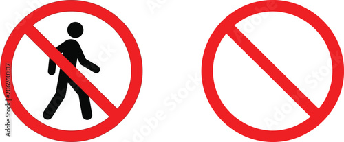 Schilderij op canvas No pedestrians allowed and empty prohibition sign icons