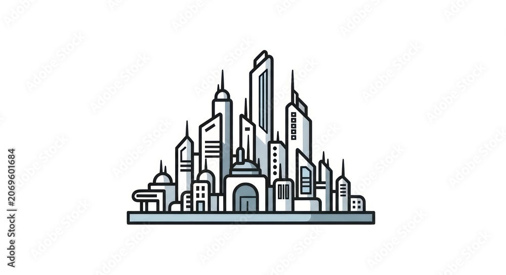 Fototapeta premium Cityscape with modern skyscrapers and architecture.
