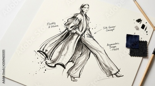 sketch of a girl in a dress