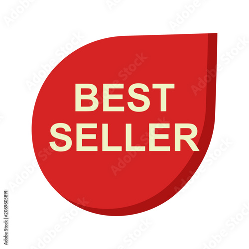 A red teardrop shaped sign with text 