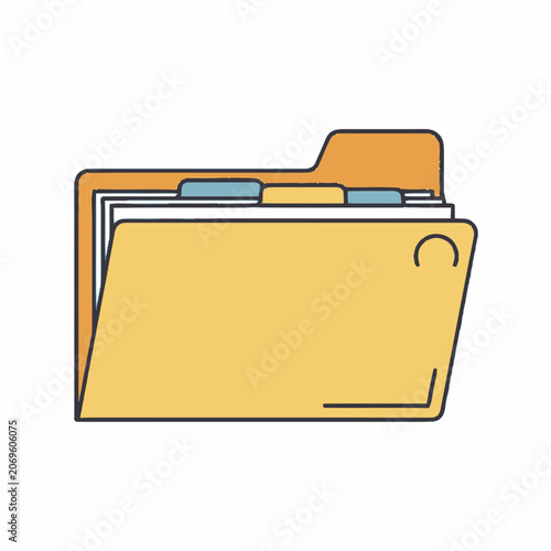 Yellow File Folder with Papers Inside.