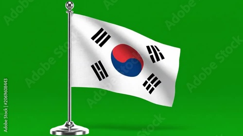 South korean flag on a desk flagpole
