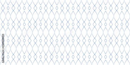 Cuadro en lienzo Light pastel blue wavy geometric oval outline mesh pattern, seamless on white, crisp for cool summer stationery designs
