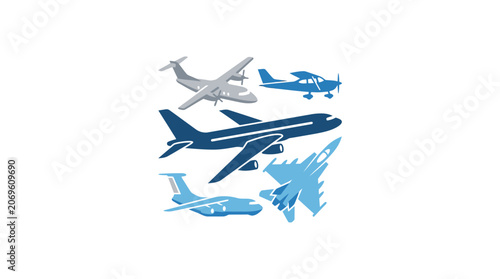 Airplane silhouettes collection including jets and gliders.