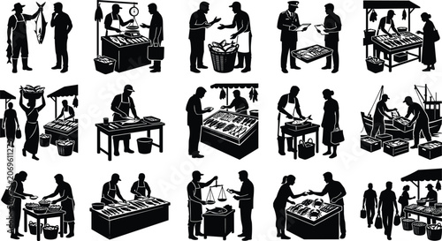 Cuadro en lienzo Fish Market Trade