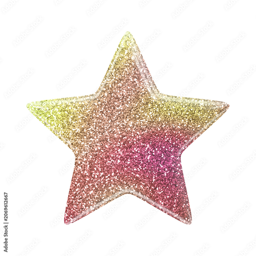 Fototapeta premium Stationery holographic gel sticker with glitter in the form of a shiny star
