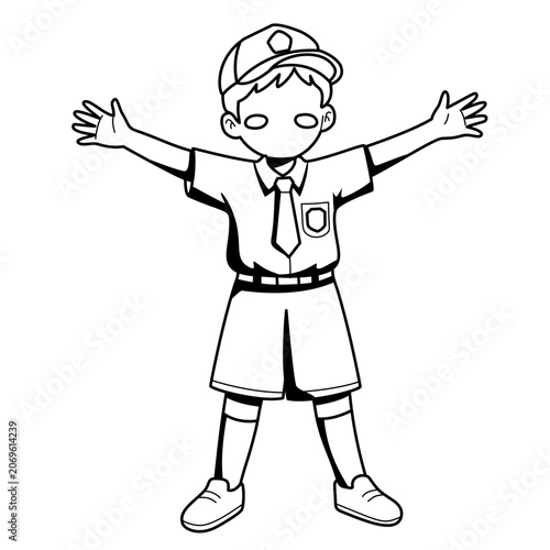 Child Scout Uniform Arms Open Welcome
