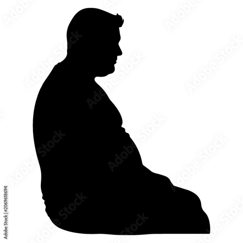 Fotografie Silhouette of an Overweight Man Sitting Down.