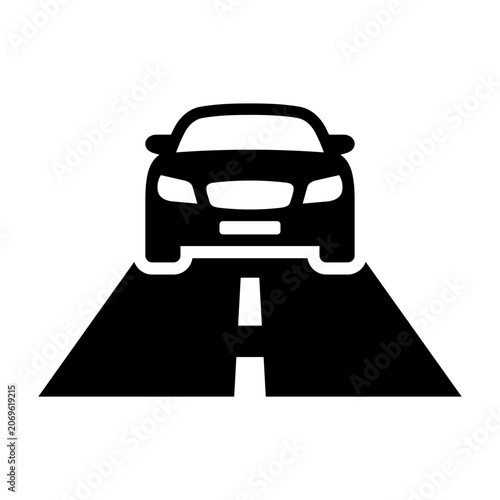 Car icon. Road. Driving. Journey. Vector icon isolated on white background.