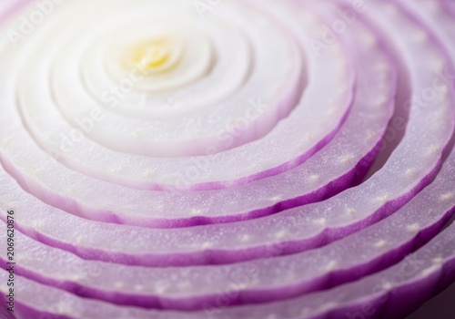 Close up of delicate onion layers featuring translucent white and pale purple textures with a soft focus and ethereal pastel color palette, purple, ingredients, subtle