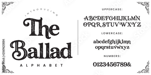 Photos The Ballad hand drawn vintage font retro typeface alphabet with decorative corne