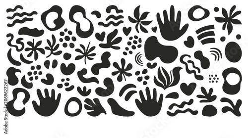 Abstract Organic Shapes and Hand Drawn Elements Collection.