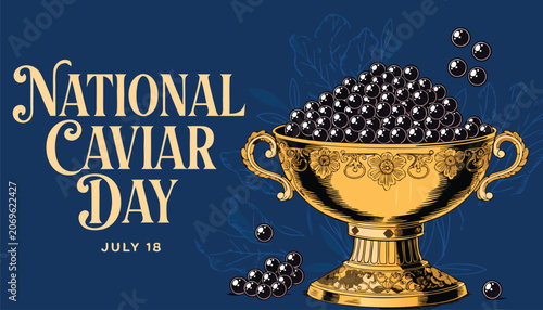 Photography Elegant golden bowl filled with fresh black caviar for celebration