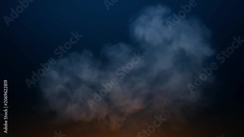 Wisps of ethereal smoke drift upwards against a deep blue, moody background with a hint of warm light below.