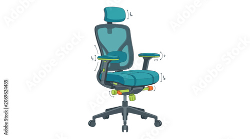 Ergonomic Office Chair Adjustment Vector Illustration