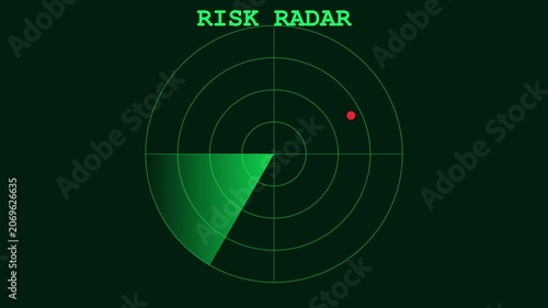 Risk radar digital interface animation: cyber security and financial threat detection screen