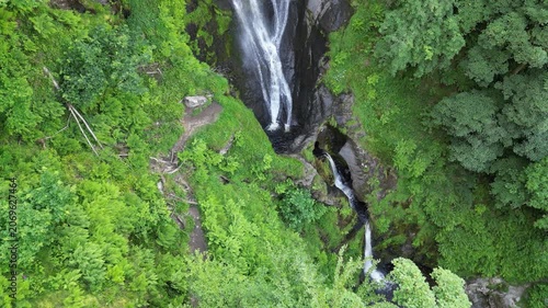 Spectacular waterfall Pistyll Rhaeadr near Snowdonia National Park in Wales