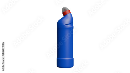 Quadro su tela Blue Plastic Cleaning Bottle on White Background